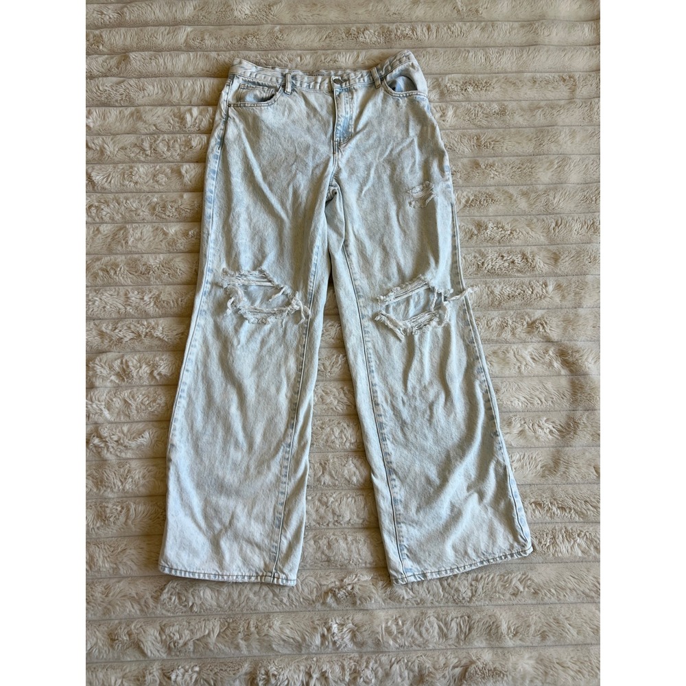 PacSun Women's Light Wash Denim Distressed Wide Leg 29